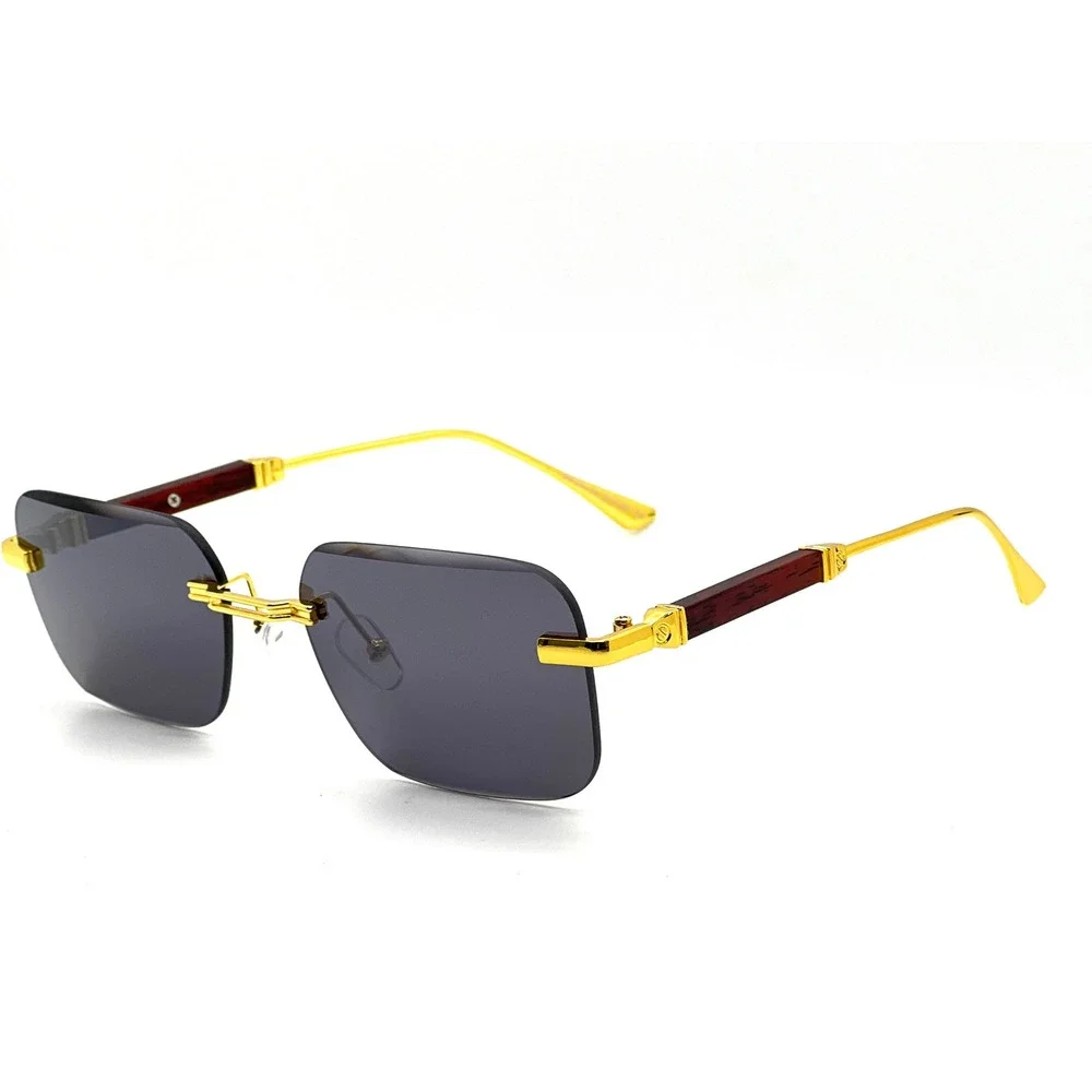 Sunglasses Gold Dark Black Lens Men's Fashion Eyewear Outdoor Festival Music New